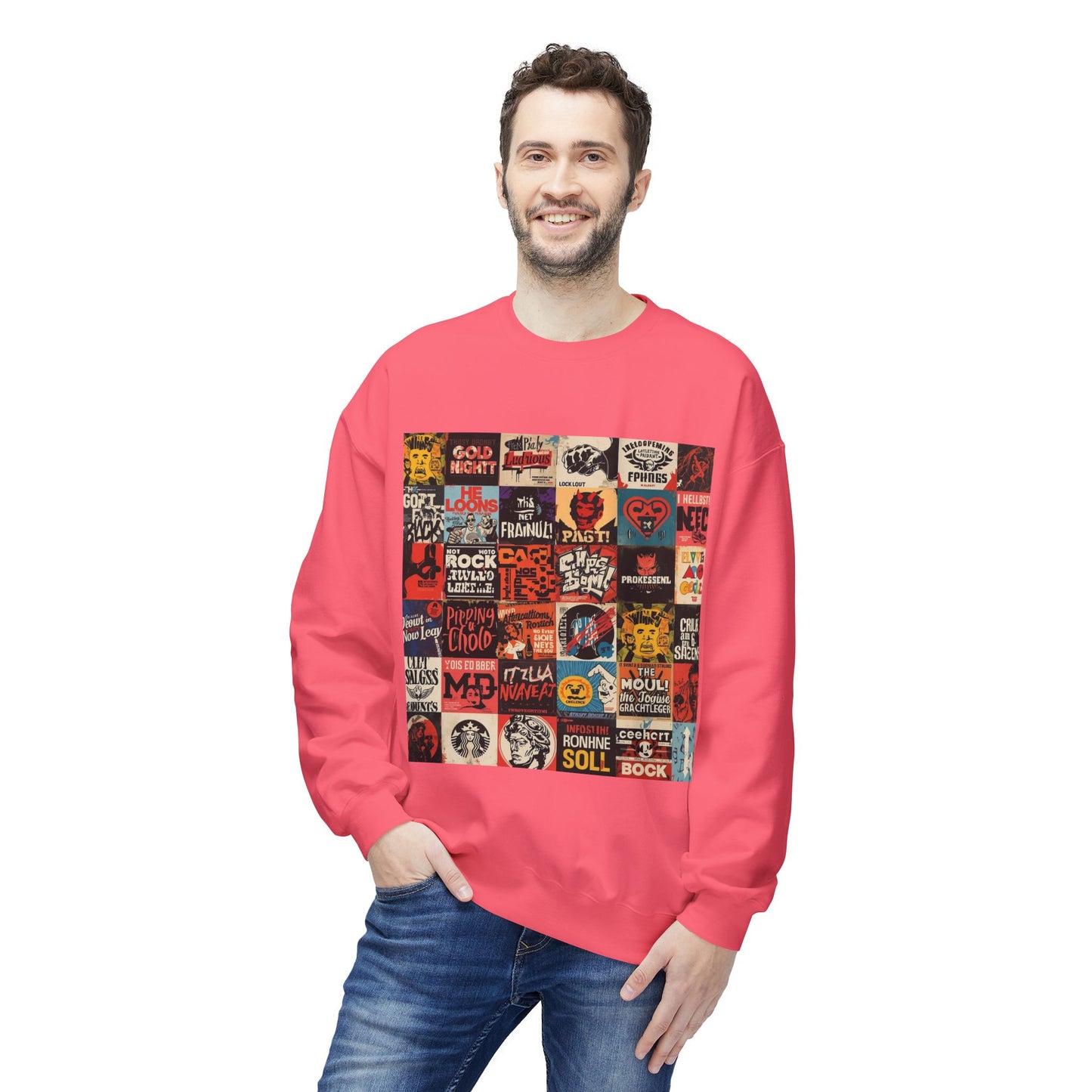 Vintage Rock Poster Collage Sweatshirt | Eco-Limited