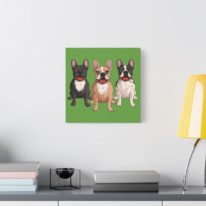French Bulldog Trio Canvas Wall Art|Eco-Friendly - Limited
