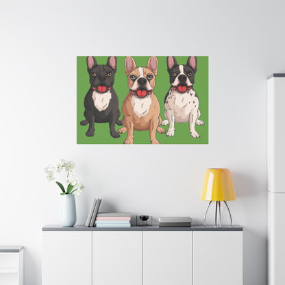French Bulldog Trio Canvas Wall Art|Eco-Friendly - Limited