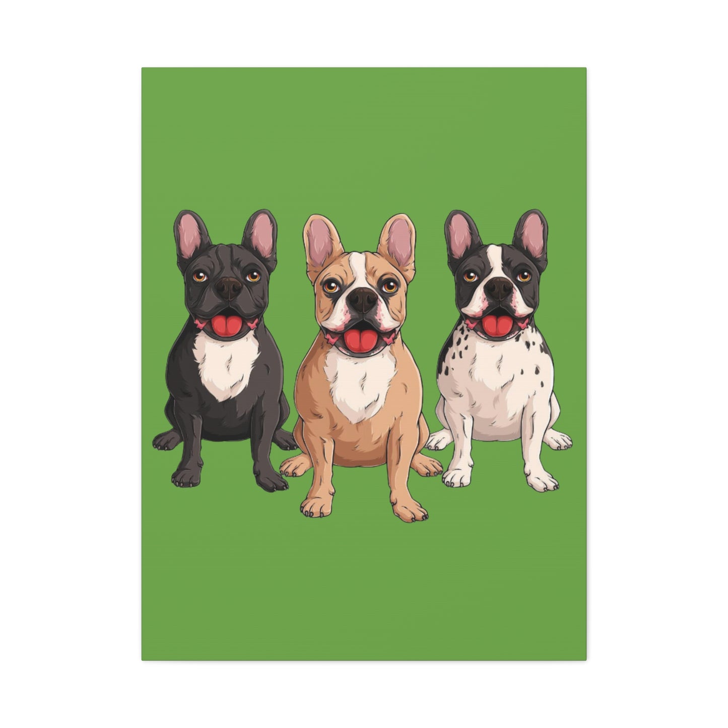 French Bulldog Trio Canvas Wall Art|Eco-Friendly - Limited