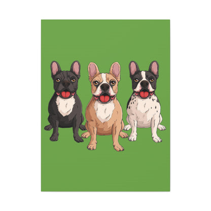 French Bulldog Trio Canvas Wall Art|Eco-Friendly - Limited