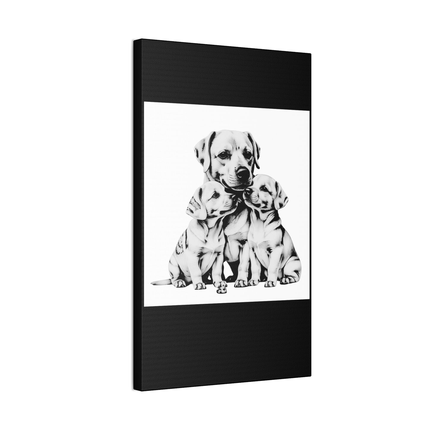 Mother and Puppies Black and White Canvas Wall Art | Eco Limited