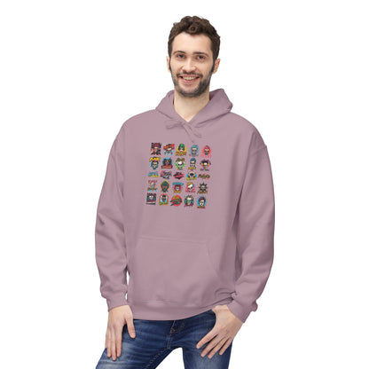 Retro Pop Culture Character Grid Hoodie|Eco-Friendly - Limited