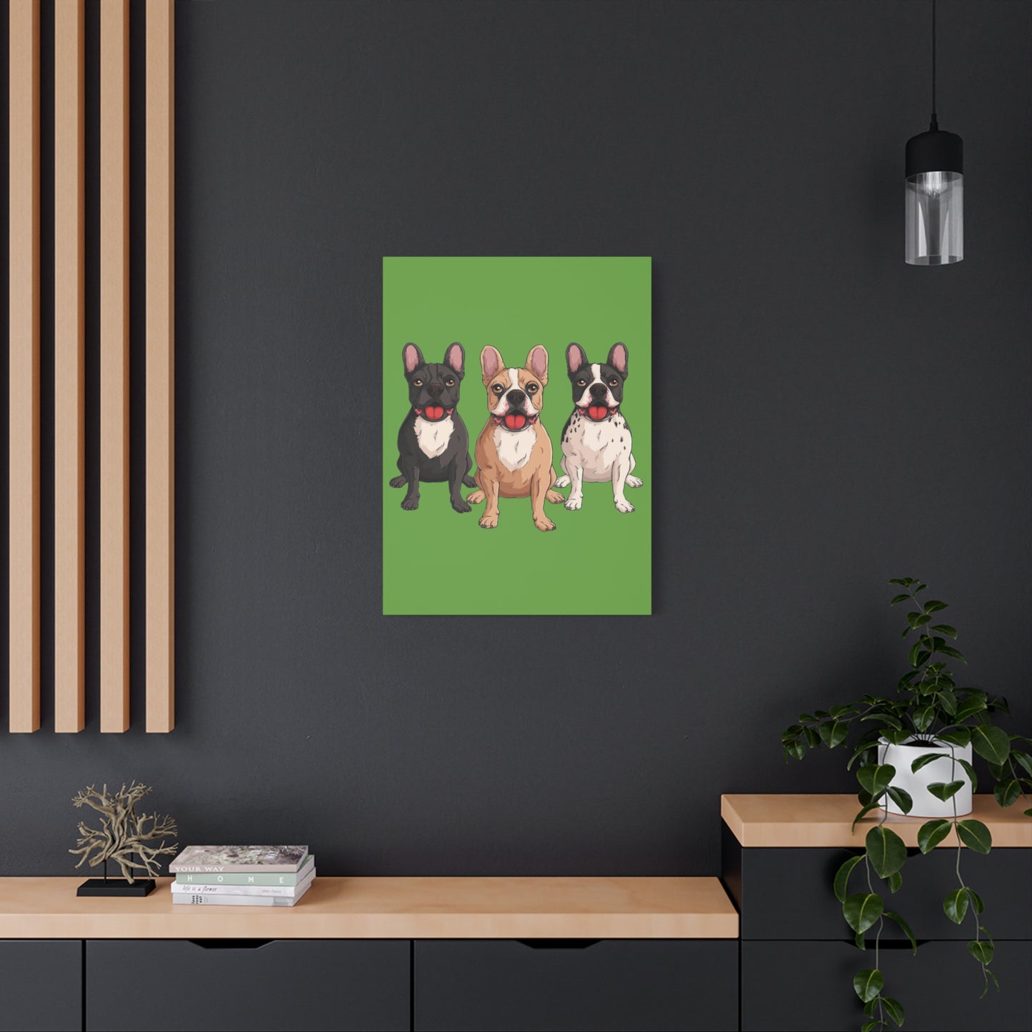 French Bulldog Trio Canvas Wall Art|Eco-Friendly - Limited