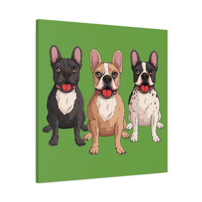 French Bulldog Trio Canvas Wall Art|Eco-Friendly - Limited