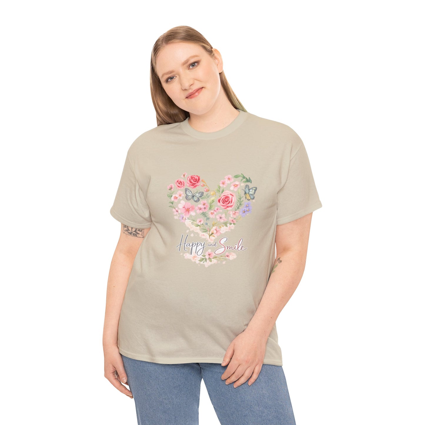 Happy Smile Floral Heart T-Shirt | Eco-Limited