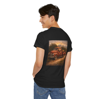 Rustic Dog Truck Front Text Back Art T-Shirt | Eco - Limited