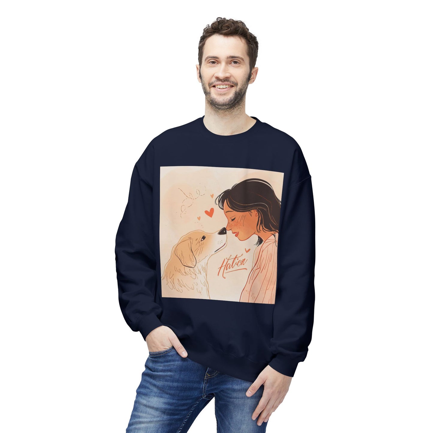 Heartfelt Dog Love Illustration Crewneck | Eco-Friendly - Limited