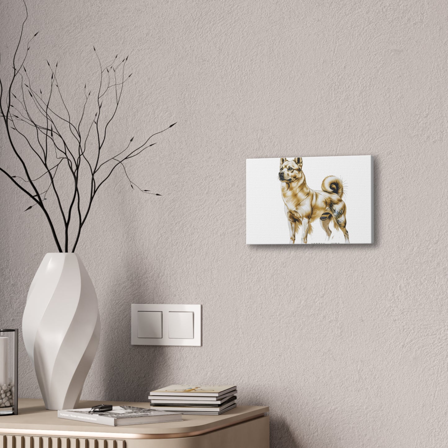 Korean Jindo Dog Illustration Canvas Wall Art | Eco - Limited