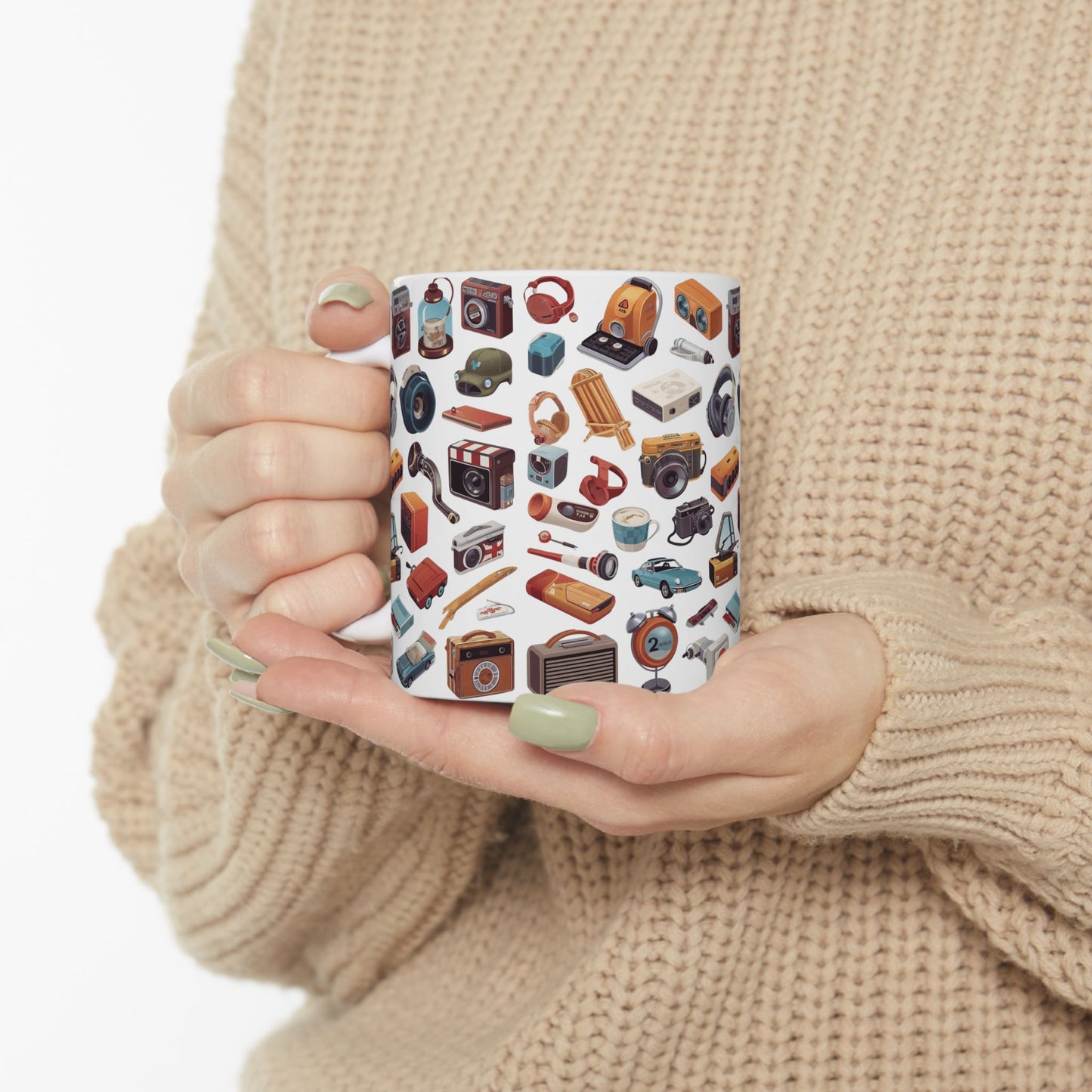 Vintage Gadgets Collage Ceramic Mug