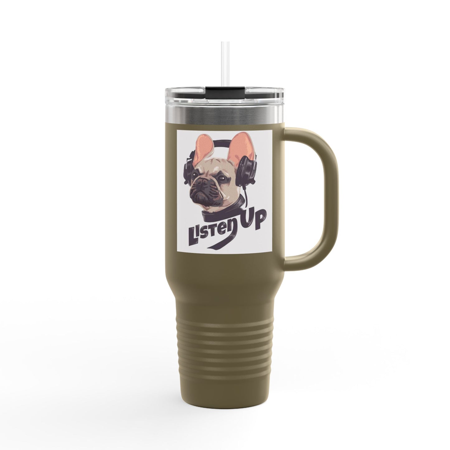 'Listen Up' French Bulldog Headphones Tumbler
