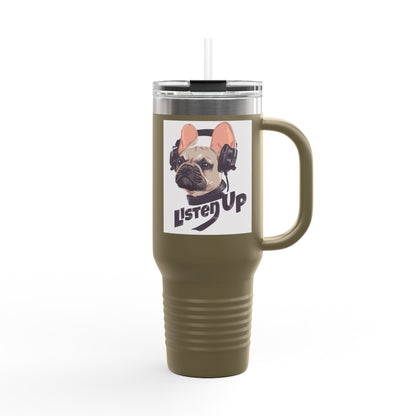 'Listen Up' French Bulldog Headphones Tumbler