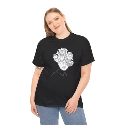 Floral Line Portrait T-Shirt | Eco-Limited