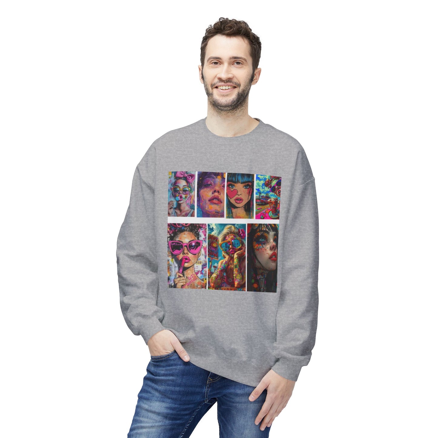 Pop Art Portrait Collage Graphic Sweatshirt