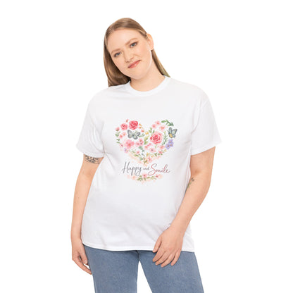 Happy Smile Floral Heart T-Shirt | Eco-Limited
