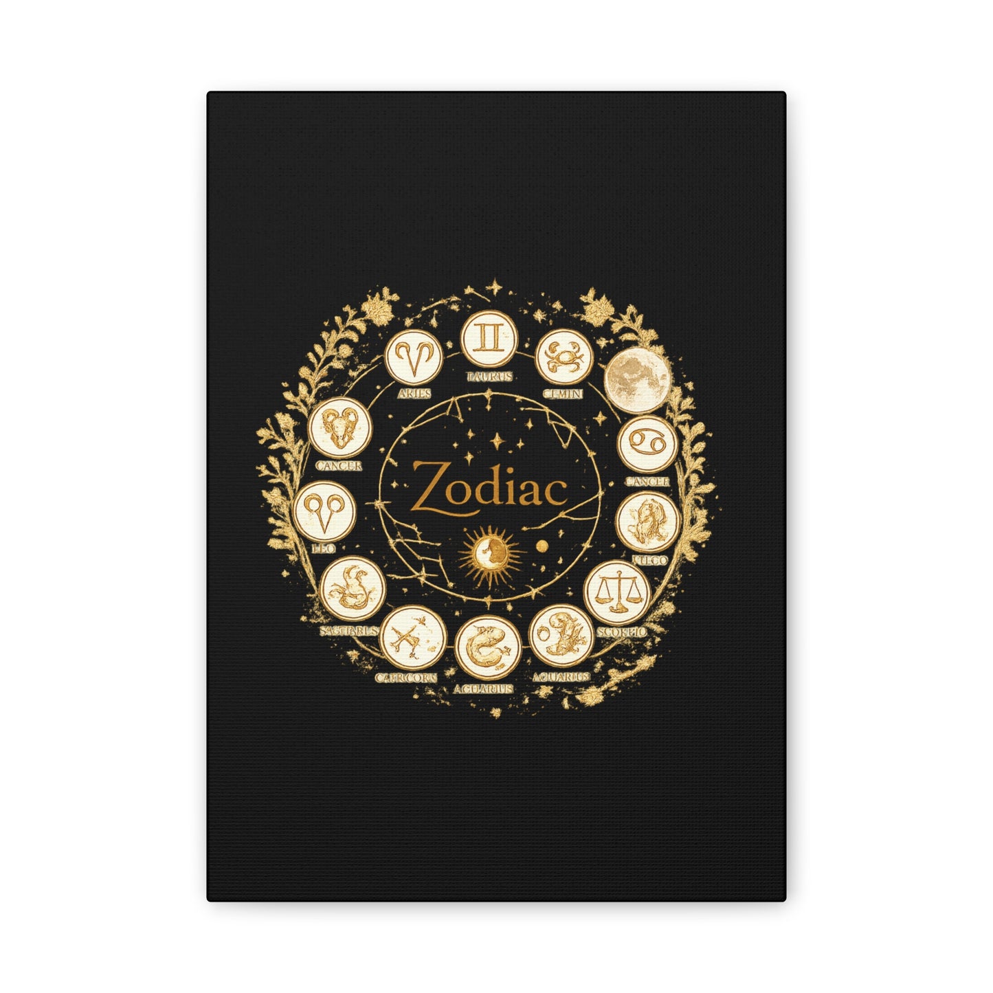 Golden Zodiac Astrology Canvas | Eco-Limited