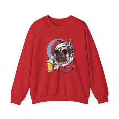 Santa Pug Holding Beer Holiday Crewneck|Eco-Friendly - Limited