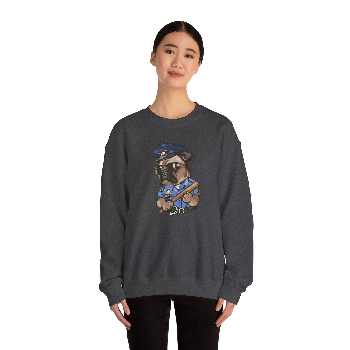 Police Pug Graphic Crewneck Sweatshirt|Eco-Friendly - Limited