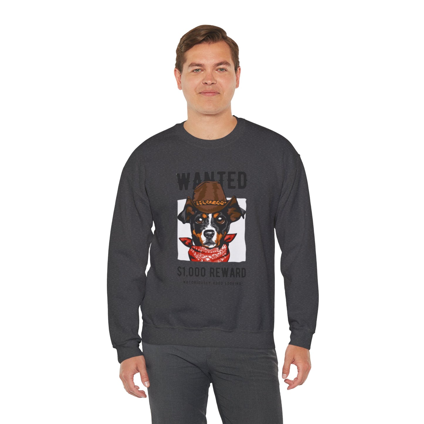 Wanted Cowboy Dog Art Sweatshirt | Eco-Limited