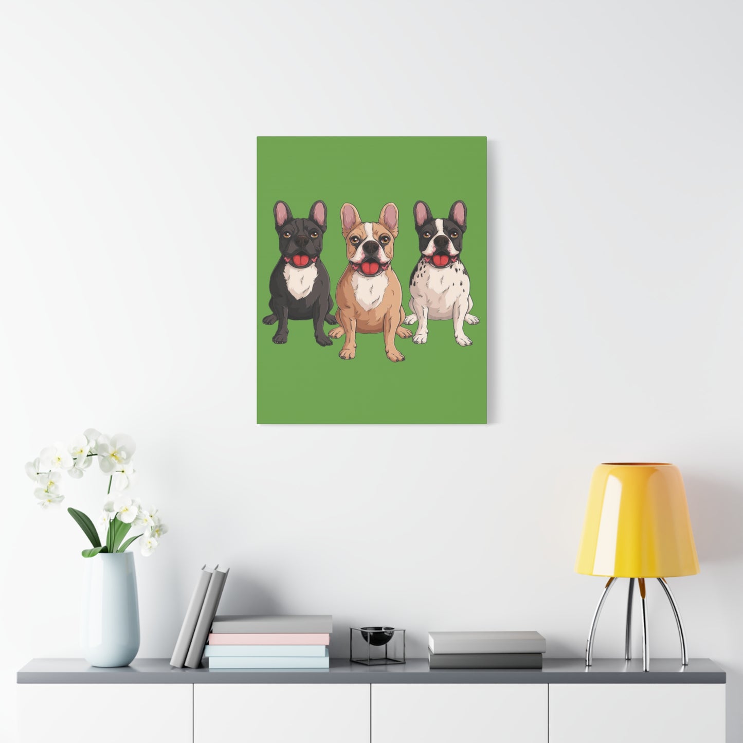 French Bulldog Trio Canvas Wall Art|Eco-Friendly - Limited