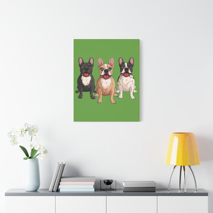 French Bulldog Trio Canvas Wall Art|Eco-Friendly - Limited