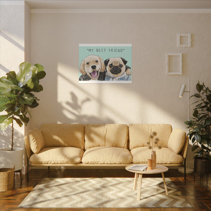 Cute Pug & Puppy Matte Stretched Print