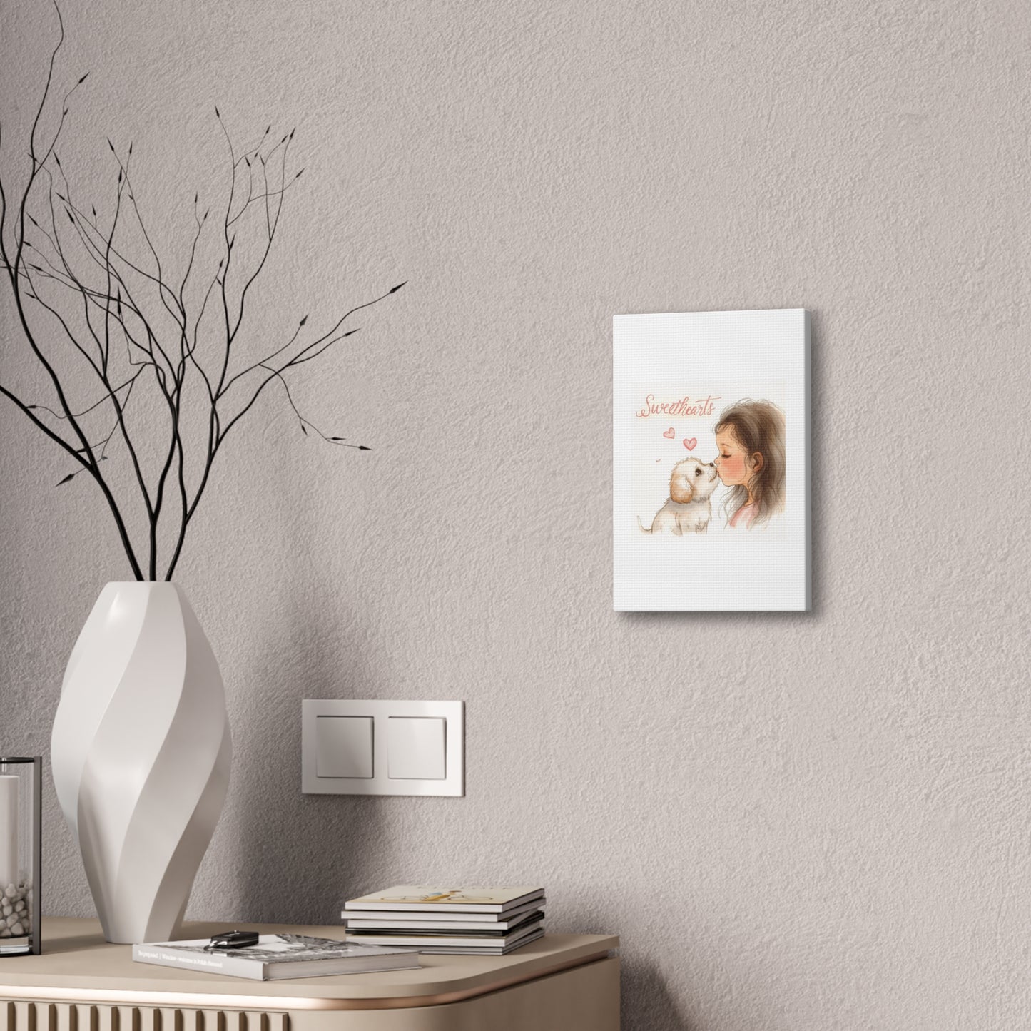 Sweethearts – Child &amp; Puppy Love Canvas | Eco-Limited
