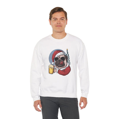 Santa Pug Holding Beer Holiday Crewneck|Eco-Friendly - Limited