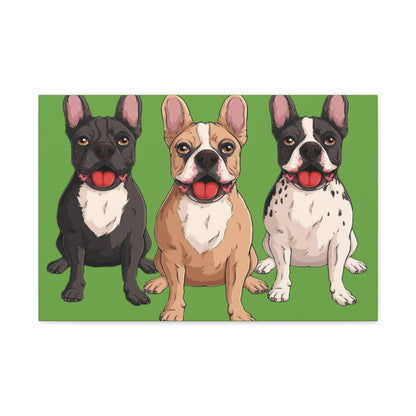 French Bulldog Trio Canvas Wall Art|Eco-Friendly - Limited