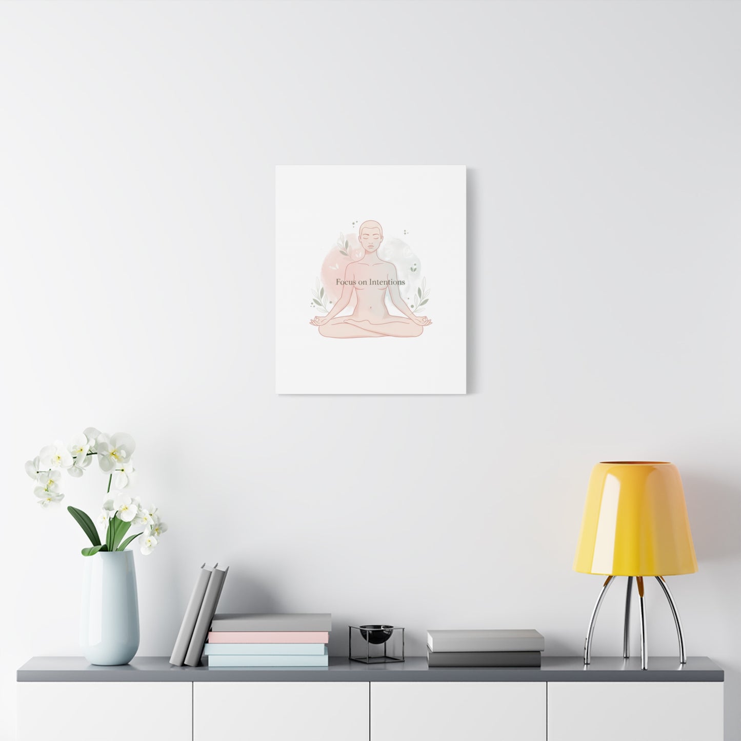 Focus on Intentions Canvas | Gentle Wellness Wall Art, Pastel Gradient Meditation Print