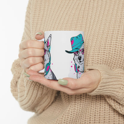 Retro Neon Dog Cool Husky Mug(11oz/15oz)