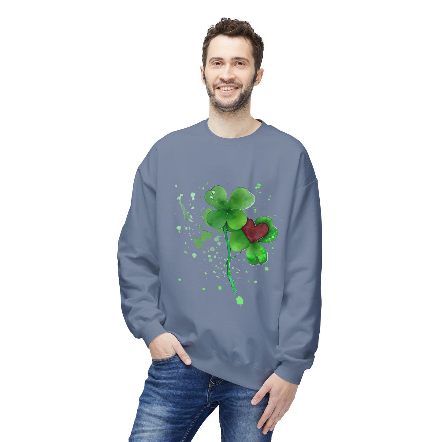 Lucky Love Clover Watercolor Sweatshirt | Eco-Limited