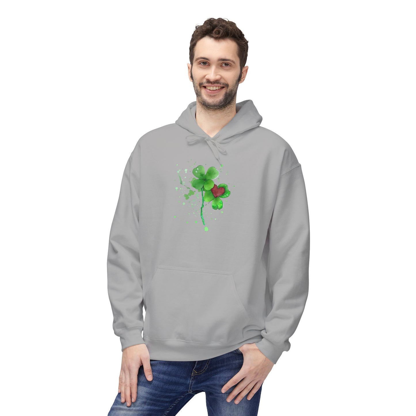 Lucky Heart Clover Watercolor Hoodie | Eco-Limited