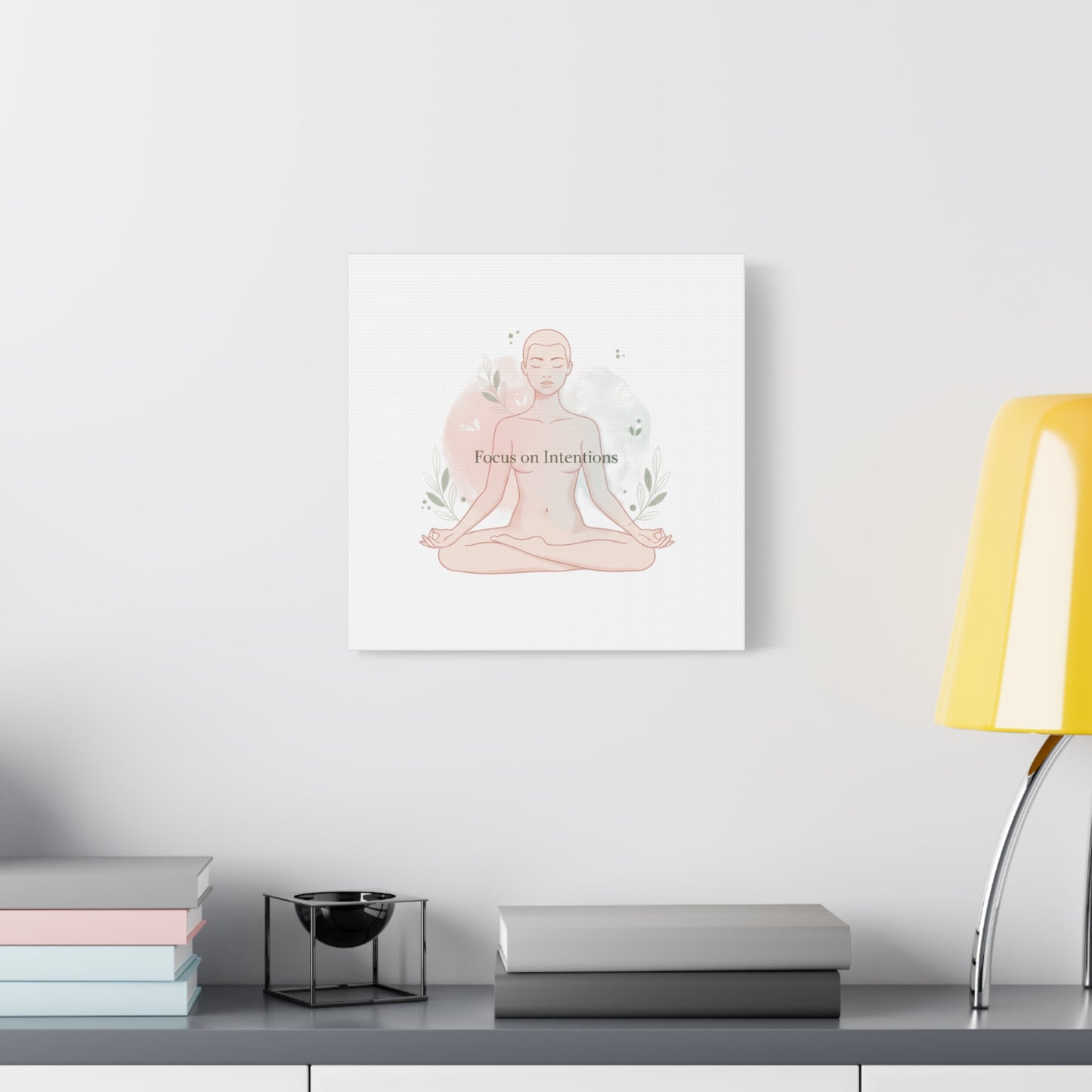 Focus on Intentions Canvas | Gentle Wellness Wall Art, Pastel Gradient Meditation Print