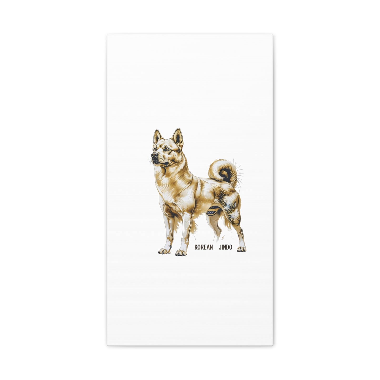 Korean Jindo Dog Illustration Canvas Wall Art | Eco - Limited