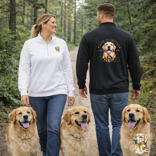 Life Is Better With a Golden Retriever Quarter Zip Pullover | Eco Limited
