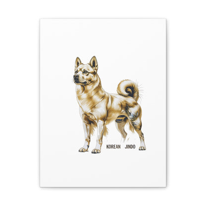 Korean Jindo Dog Illustration Canvas Wall Art | Eco - Limited