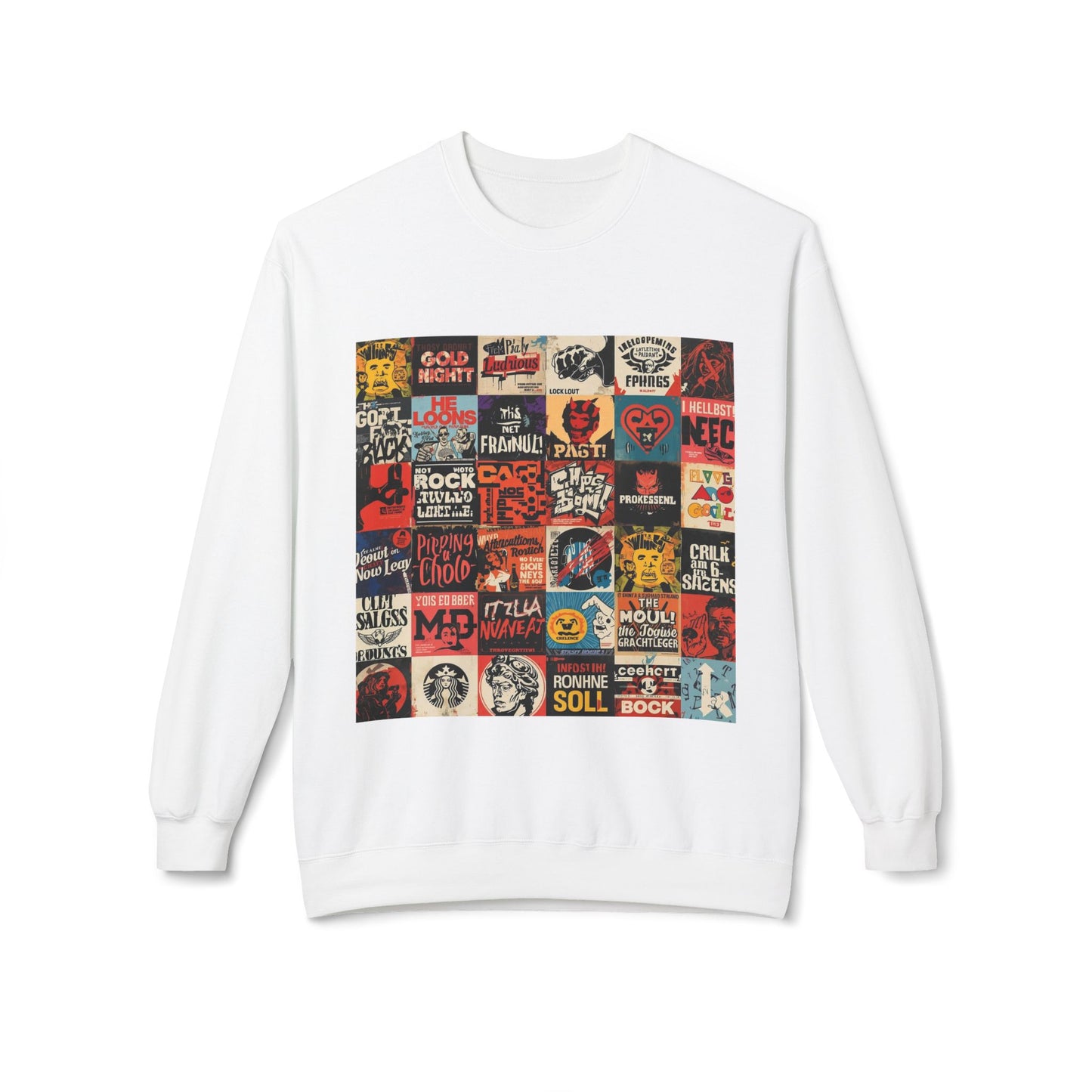 Vintage Rock Poster Collage Sweatshirt | Eco-Limited