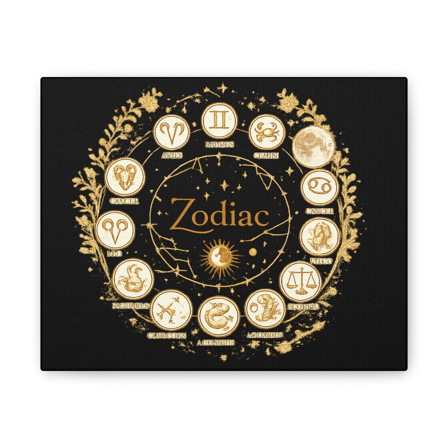 Golden Zodiac Astrology Canvas | Eco-Limited
