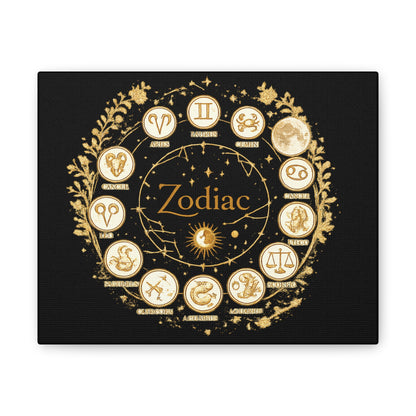 Golden Zodiac Astrology Canvas | Eco-Limited