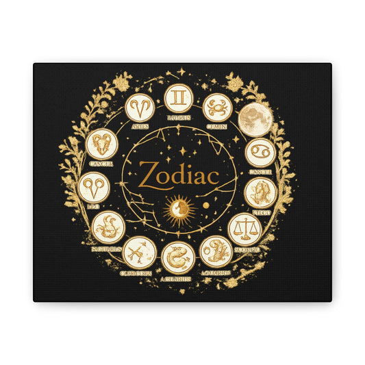 Golden Zodiac Astrology Canvas | Eco-Limited