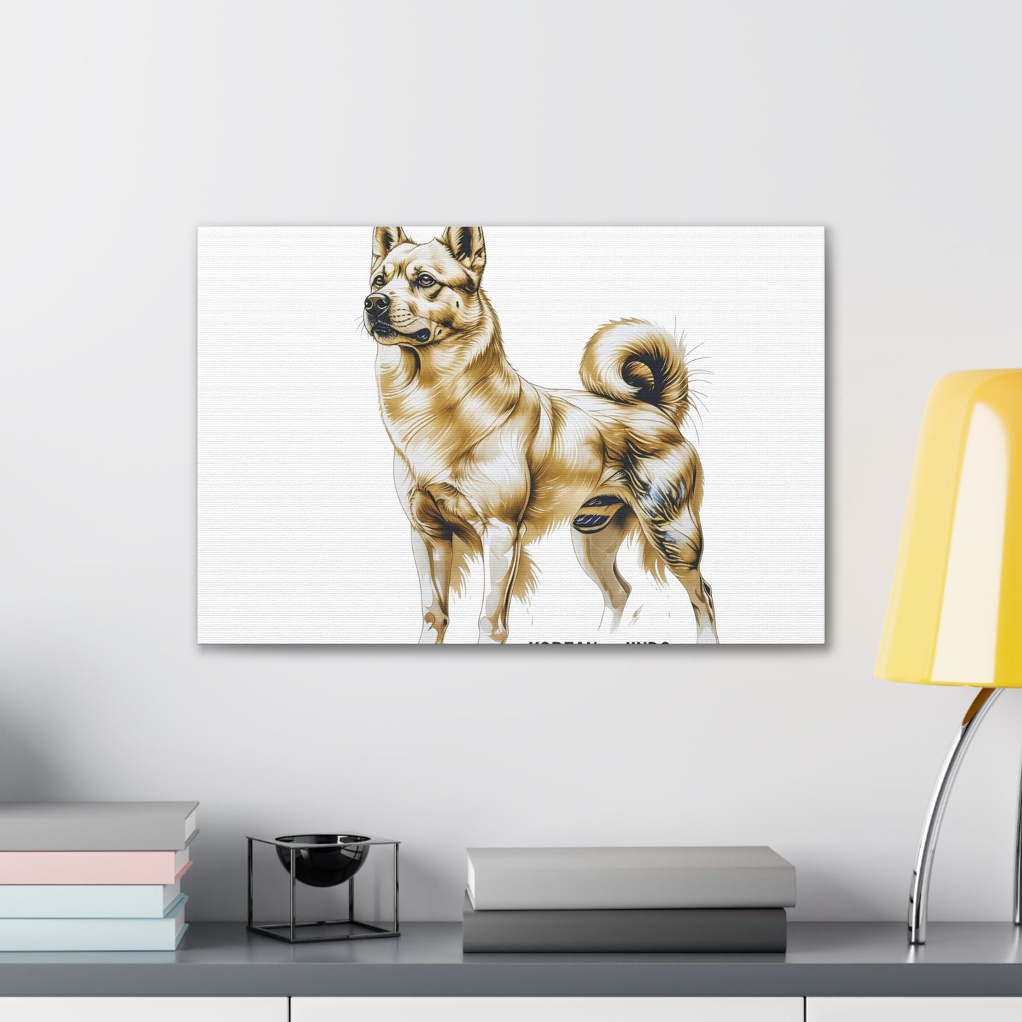 Korean Jindo Dog Illustration Canvas Wall Art | Eco - Limited