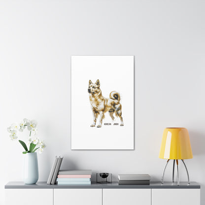 Korean Jindo Dog Illustration Canvas Wall Art | Eco - Limited