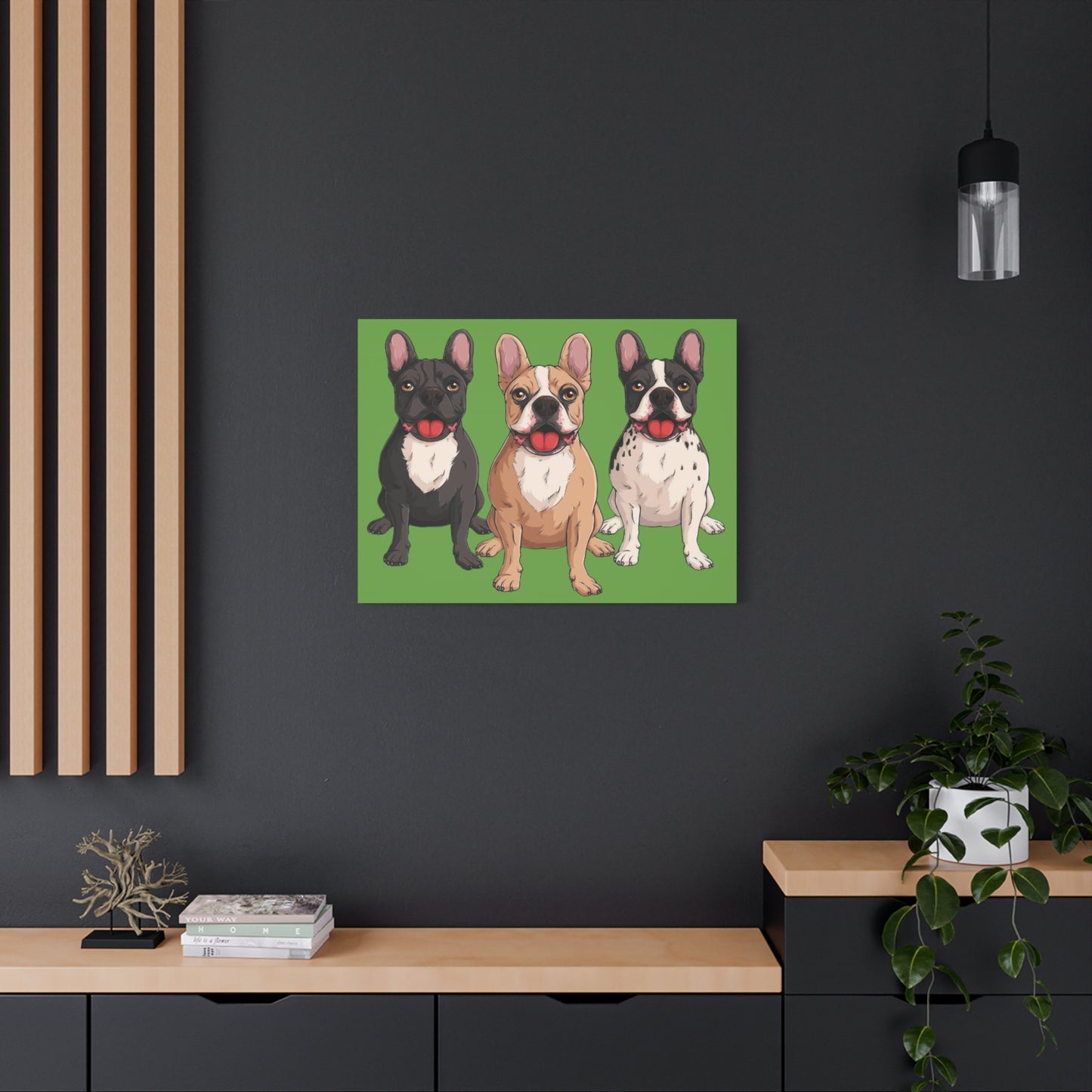 French Bulldog Trio Canvas Wall Art|Eco-Friendly - Limited