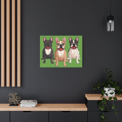 French Bulldog Trio Canvas Wall Art|Eco-Friendly - Limited