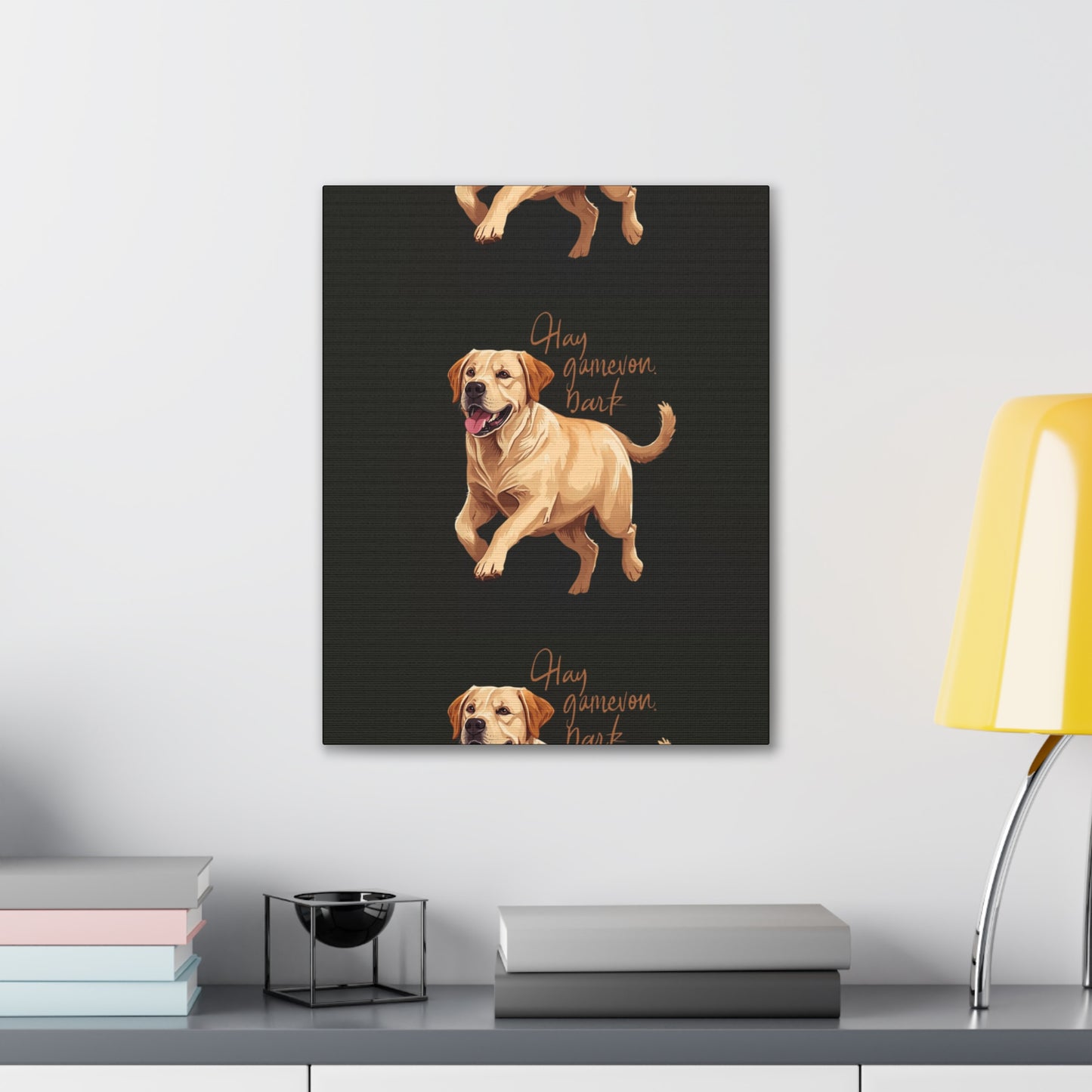 Happy Gamelon Bark Dog Canvas Wall Art | Eco-Limited