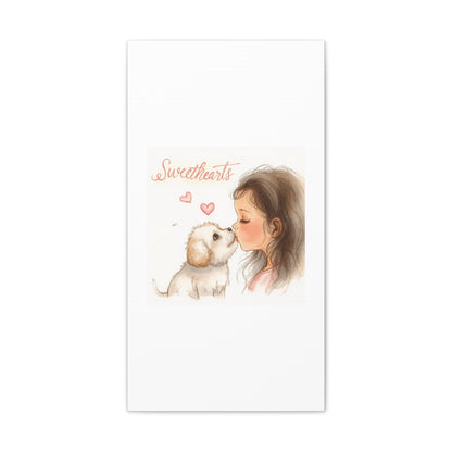 Sweethearts – Child &amp; Puppy Love Canvas | Eco-Limited