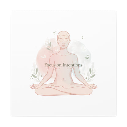 Focus on Intentions Canvas | Gentle Wellness Wall Art, Pastel Gradient Meditation Print