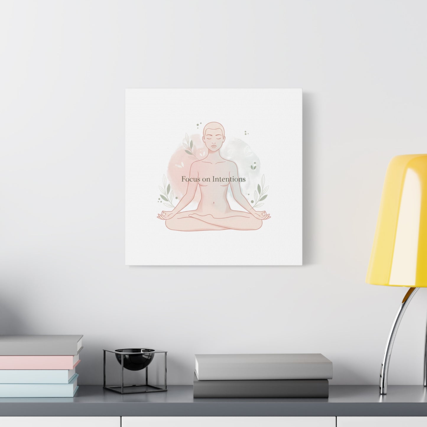 Focus on Intentions Canvas | Gentle Wellness Wall Art, Pastel Gradient Meditation Print