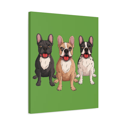 French Bulldog Trio Canvas Wall Art|Eco-Friendly - Limited